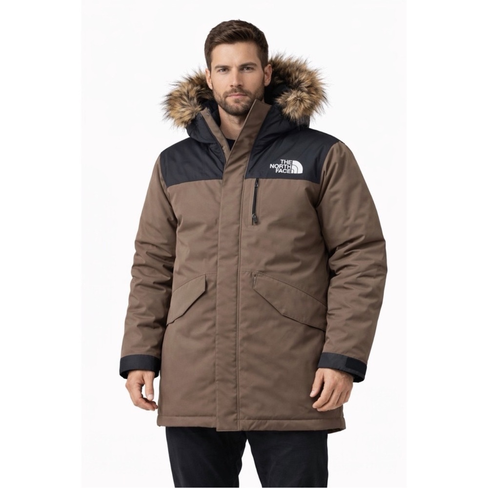 The North Face Bedford Down Insulated Smokey Brown Black Fur Parka Jacket Coat